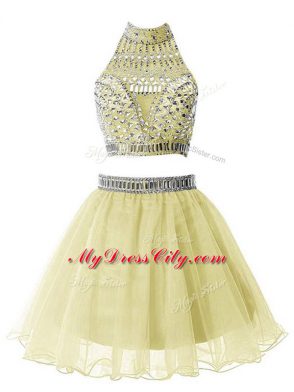 Spectacular Sleeveless Zipper Knee Length Beading Quinceanera Dama Dress
