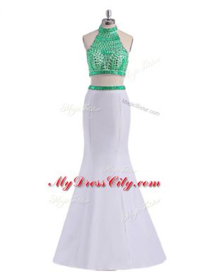 Sleeveless Criss Cross Floor Length Beading Prom Party Dress