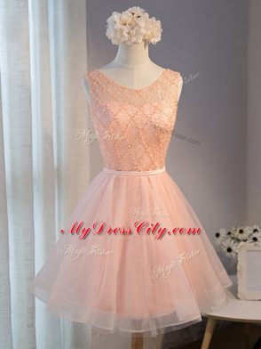 Sleeveless Beading and Belt Zipper Dress for Prom
