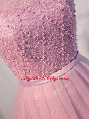 Sleeveless Beading and Belt Zipper Dress for Prom