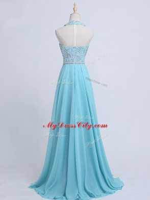 Beading Juniors Evening Dress Aqua Blue Zipper Sleeveless