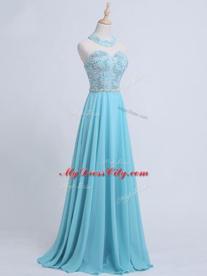 Beading Juniors Evening Dress Aqua Blue Zipper Sleeveless