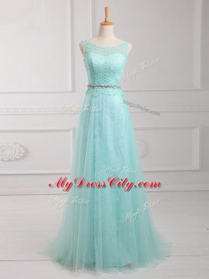 Apple Green Long Sleeves Chiffon Zipper Prom Gown for Prom and Party