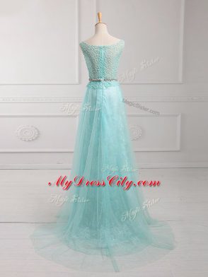 Apple Green Long Sleeves Chiffon Zipper Prom Gown for Prom and Party