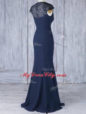 Custom Made V-neck Cap Sleeves Chiffon Wedding Party Dress Lace Side Zipper