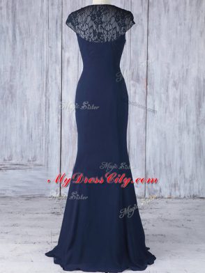 Custom Made V-neck Cap Sleeves Chiffon Wedding Party Dress Lace Side Zipper