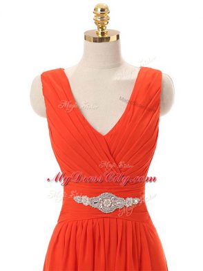 Captivating Sleeveless Zipper Knee Length Beading and Ruching Prom Gown