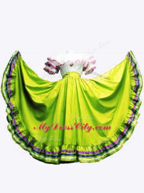 High End Olive Green Ball Gowns Off The Shoulder Sleeveless Taffeta Floor Length Lace Up Ruffled Layers Quinceanera Dress