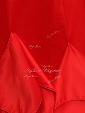 Smart Brush Train Mermaid Prom Party Dress Red Sweetheart Satin Sleeveless Zipper