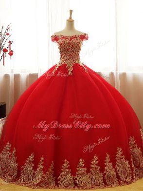 Ball Gowns Vestidos de Quinceanera Black Off The Shoulder Tulle Sleeveless Floor Length Lace Up