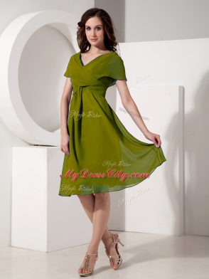 Short Sleeves Ruching Zipper Mother of Groom Dress