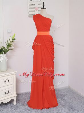 Coral Red Sleeveless Floor Length Pick Ups Zipper Dama Dress for Quinceanera