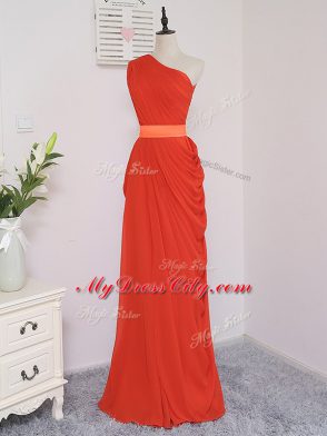 Coral Red Sleeveless Floor Length Pick Ups Zipper Dama Dress for Quinceanera