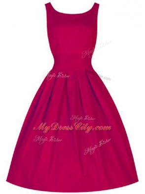 Admirable Knee Length Lace Up Quinceanera Dama Dress Fuchsia for Prom and Party and Wedding Party with Ruching