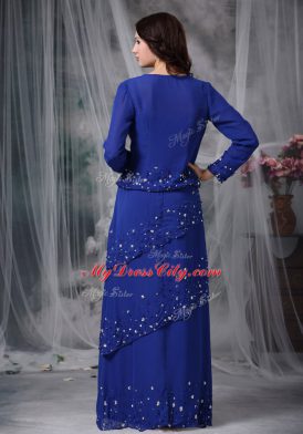Wine Red Empire Straps Sleeveless Chiffon Floor Length Zipper Beading Mother of the Bride Dress