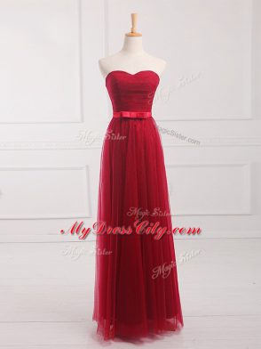 Free and Easy Wine Red Sweetheart Neckline Belt Damas Dress Sleeveless Lace Up