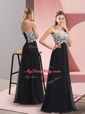 New Arrival Black Column/Sheath Lace Prom Dress Lace Up Chiffon Sleeveless