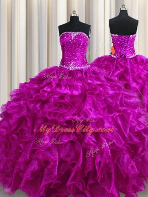 Sleeveless Beading and Ruffles Lace Up 15 Quinceanera Dress