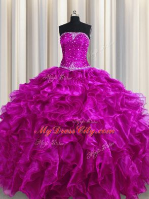 Sleeveless Beading and Ruffles Lace Up 15 Quinceanera Dress