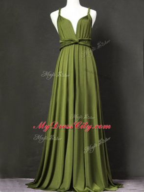 Classical Straps Sleeveless Chiffon Bridesmaid Dresses Ruching Criss Cross