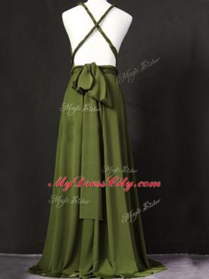 Classical Straps Sleeveless Chiffon Bridesmaid Dresses Ruching Criss Cross