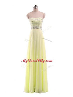 Fine Sleeveless Zipper Floor Length Beading Juniors Party Dress