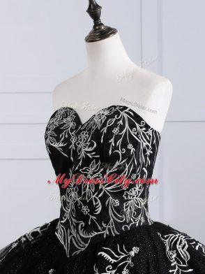 Tulle Sleeveless Floor Length Quinceanera Dress and Embroidery