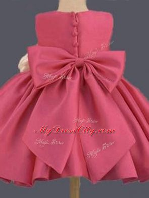 Luxury Hot Pink Sleeveless Taffeta Clasp Handle Flower Girl Dresses for Less for Wedding Party
