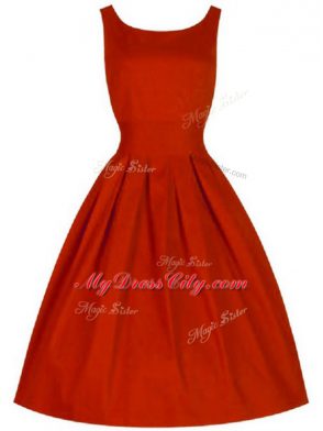 Red Lace Up Scoop Ruching Dama Dress Taffeta Sleeveless