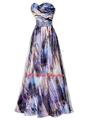 Side Zipper Evening Dress Multi-color for Prom and Sweet 16 and Beach with Beading and Ruching