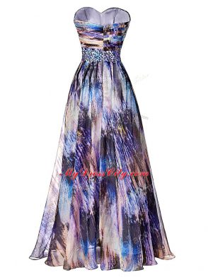 Side Zipper Evening Dress Multi-color for Prom and Sweet 16 and Beach with Beading and Ruching