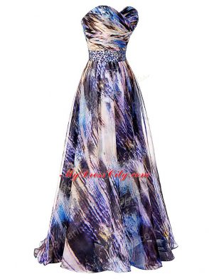 Side Zipper Evening Dress Multi-color for Prom and Sweet 16 and Beach with Beading and Ruching