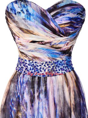 Side Zipper Evening Dress Multi-color for Prom and Sweet 16 and Beach with Beading and Ruching