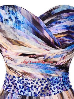 Side Zipper Evening Dress Multi-color for Prom and Sweet 16 and Beach with Beading and Ruching