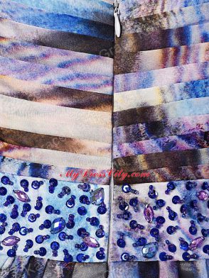 Side Zipper Evening Dress Multi-color for Prom and Sweet 16 and Beach with Beading and Ruching