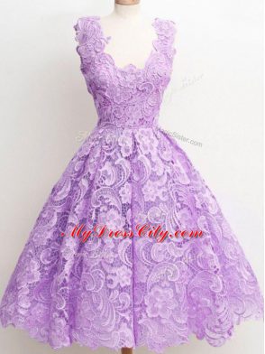 Straps Sleeveless Zipper Dama Dress for Quinceanera Lavender Lace