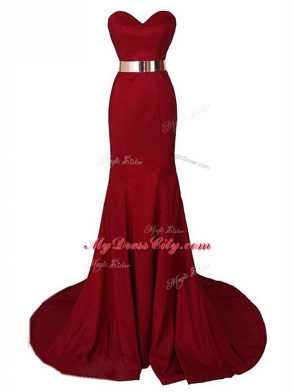 New Arrival Black Sleeveless Brush Train Belt Juniors Evening Dress
