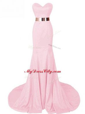 New Arrival Black Sleeveless Brush Train Belt Juniors Evening Dress