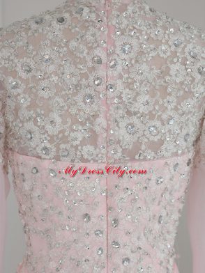 Adorable High-neck Sleeveless Chiffon and Silk Like Satin Prom Gown Beading Zipper