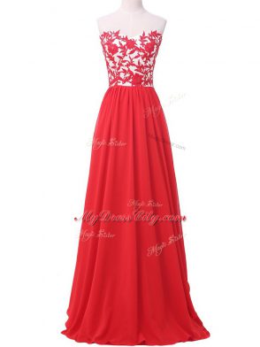 Red Sweetheart Neckline Lace and Appliques Prom Dresses Sleeveless Lace Up