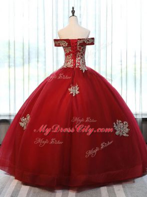 Shining Floor Length Ball Gowns Sleeveless Wine Red Sweet 16 Dresses Lace Up