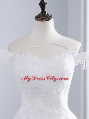 Custom Made Lace and Appliques Wedding Dress White Lace Up Sleeveless