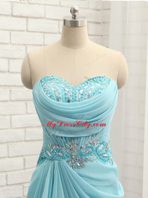 Baby Blue Sleeveless Chiffon Zipper Homecoming Dress for Prom and Party and Military Ball
