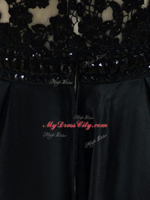 Fancy Black Sleeveless Beading and Lace and Embroidery Floor Length Evening Dress