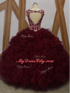 Exceptional Organza Sleeveless Floor Length Sweet 16 Dress and Beading and Ruffles
