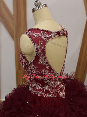 Exceptional Organza Sleeveless Floor Length Sweet 16 Dress and Beading and Ruffles