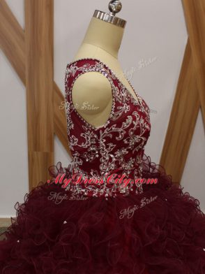 Exceptional Organza Sleeveless Floor Length Sweet 16 Dress and Beading and Ruffles