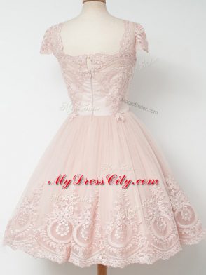 Smart Lavender Square Zipper Lace Wedding Party Dress Cap Sleeves