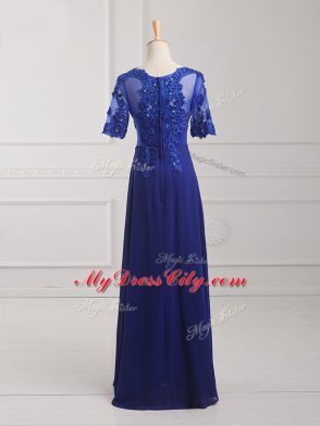 Fantastic Chiffon Half Sleeves Floor Length Mother Dresses and Lace and Appliques