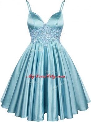 Sleeveless Lace Up Knee Length Lace Bridesmaid Gown